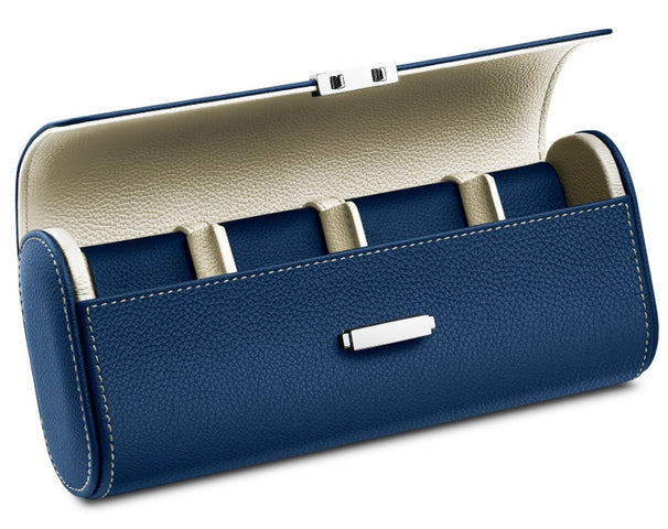 Scatola del Tempo Watch Case Viaggio Pochette Blue Off White 04064.BLWSIL