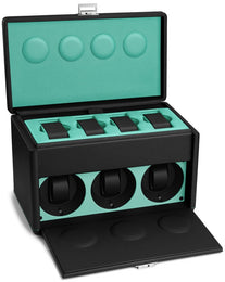 Scatola del Tempo Watch Winder 7RT Black Blue Tiffany 02069.BBLSIL