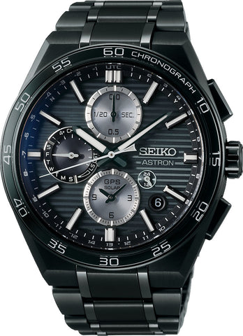 Seiko Astron Watch GPS Solar Dual Time Chronograph in Night Sky Black SSH179J1