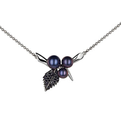 Shaun Leane Blackthorn Sterling Silver Black Spinel Triple Pearl Leaf Pendant, BT008.SSBKNOS