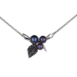 Shaun Leane Blackthorn Sterling Silver Black Spinel Triple Pearl Leaf Pendant, BT008.SSBKNOS
