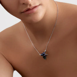 Shaun Leane Blackthorn Sterling Silver Black Spinel Triple Pearl Leaf Pendant