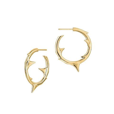 Shaun Leane Rose Thorn Yellow Gold Vermeil Sterling Silver Medium Hoop Earrings, RT024.YVNAEOS