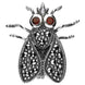 Sterling Silver Marcasite Garnet House Style Fly Brooch M337
