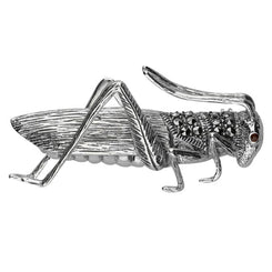 Sterling Silver Marcasite Garnet House Style Grasshopper Brooch M341