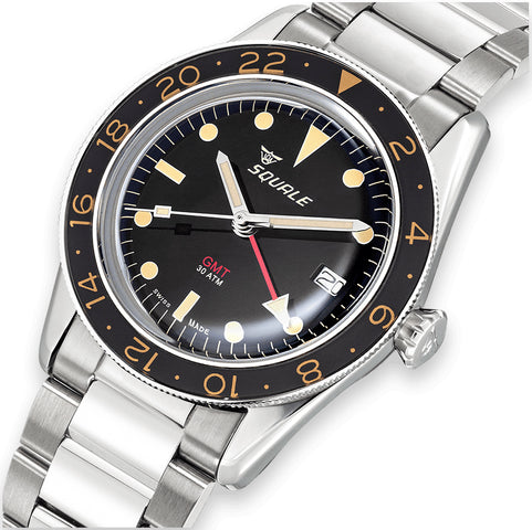 Squale Watch Sub-39 GMT Vintage Black Bracelet