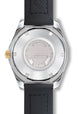 Watch with black strap and silver case on a white background