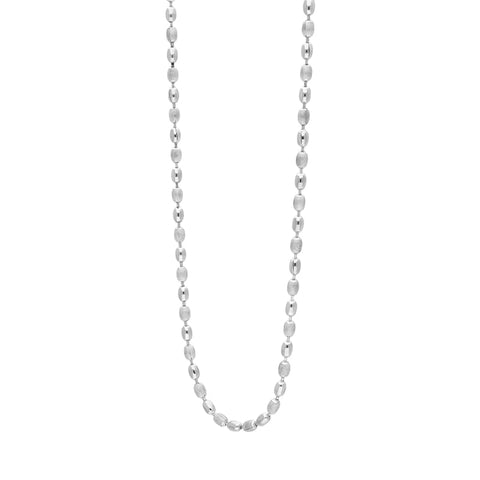 Sterling Silver 16 Inch Polished and Satin Finish Oval Bead Link Chain