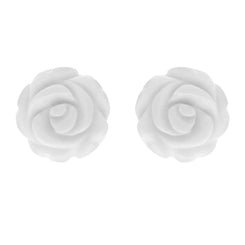 Sterling Silver Agate Tuberose 8mm White Desert Rose Stud Earrings, E2151.