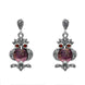 Sterling Silver Blue John Marcasite and Garnet Owl Drop Earrings. E2237.