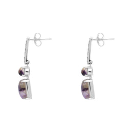 Sterling Silver Blue John Marcasite Oblong Drop Earrings