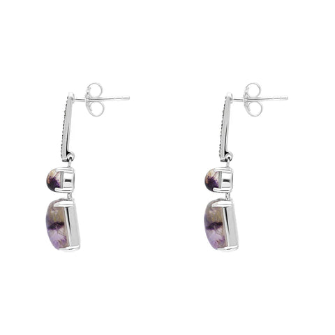 Sterling Silver Blue John Marcasite Oblong Drop Earrings