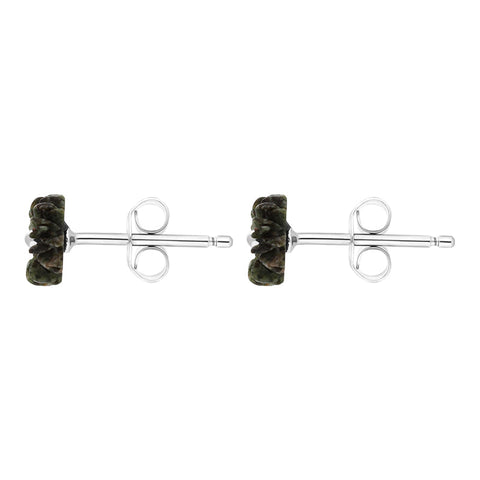 Sterling Silver Preseli Blue Stone Tuberose 10mm Stud Earrings