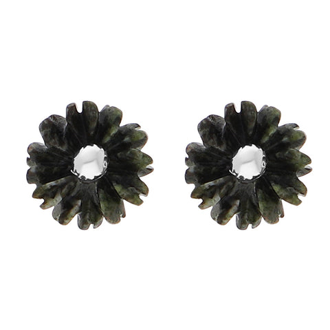 Sterling Silver Preseli Blue Stone Tuberose 6mm Stud Earrings, E2160.