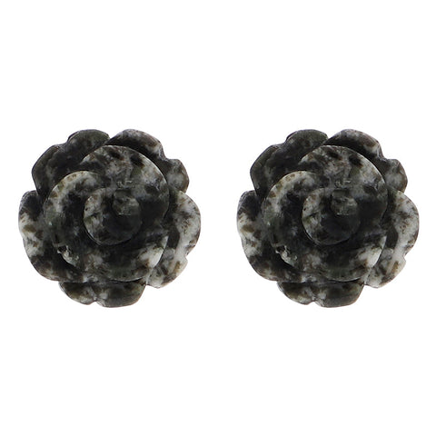 Sterling Silver Preseli Blue Stone Tuberose Flower 10mm Stud Earrings