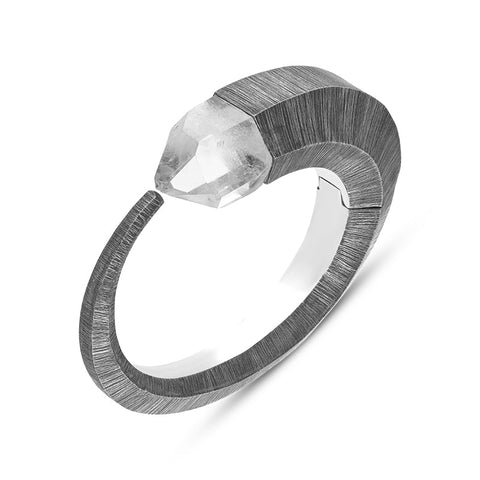 Sterling Silver Quartz Graduated Hinged Bangle D, B1172.