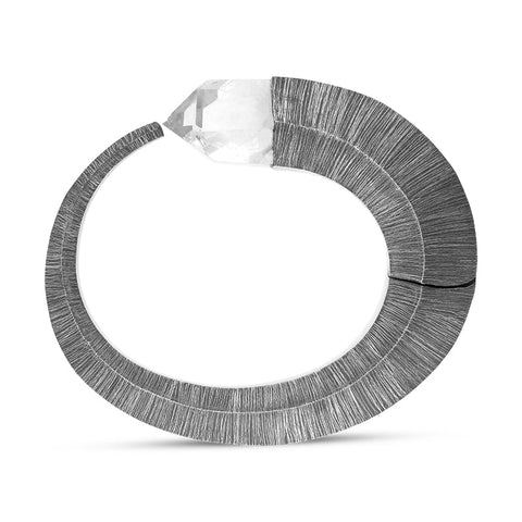 Sterling Silver Quartz Graduated Hinged Bangle D