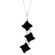 Sterling Silver Whitby Jet Reversible Filigree Triple Square Pendant