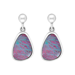Sterling Silver Abstract Opal Doublet Drop Earrings, EUNQ0001309