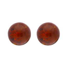 Sterling Silver Red Amber 6mm Ball Stud Earrings E1751_R