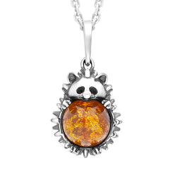 Sterling Silver Amber Large Hedgehog Necklace, p3544.