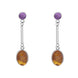 Sterling Silver Amber Amethyst Drop Earrings E121