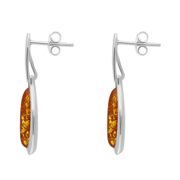 Sterling Silver Amber Long Pear Drop Earrings E1556_2