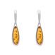 Sterling Silver Amber Long Pear Drop Earrings E1556