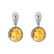 Sterling Silver Amber Round Flower Edge Drop Earrings E1557