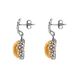 Sterling Silver Amber Round Flower Edge Drop Earrings E1557_2