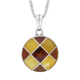 Sterling Silver Amber Round Necklace, KP1373.9G