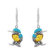 Sterling Silver Amber Turquoise Kingfisher Small Hook Drop Earrings E2525