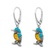 Sterling Silver Amber Turquoise Kingfisher Small Hook Drop Earrings
