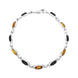 Sterling Silver Amber Whitby Jet Framed Oval Bracelet