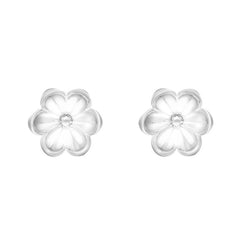 Sterling Silver Bamboo Open Flower Stud Earrings, E1707.