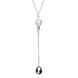 Sterling Silver Black Pearl Double Oval Drop Necklace, N695.