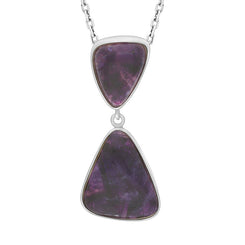 Sterling Silver Blue John 2 Stone Abstract Drop Necklace, PUNQ0008215