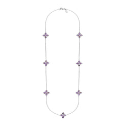 Sterling Silver Blue John Eden Long Marquise Flower Necklace