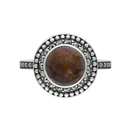 Sterling Silver Blue John Marcasite Frame Large Ring