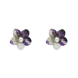 Sterling Silver Blue John Tuberose Pansy Stud Earrings, E2152.