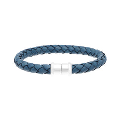 Sterling Silver Blue Leather Magnetic Bracelet, B824BL