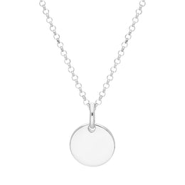 Sterling Silver Flat Disk Necklace, 0032HK 2077