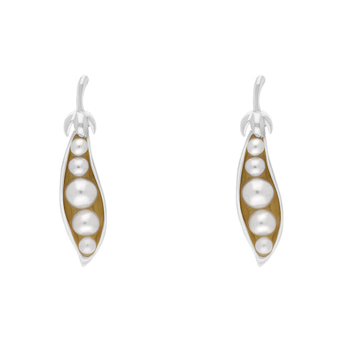 Sterling Silver Freshwater Pearl Chatsworth Garden Peapod Drop Earrings, E2589