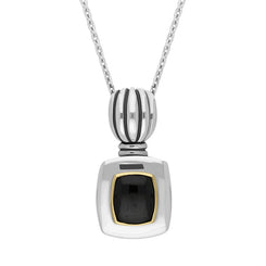Sterling Silver Whitby Jet Oblong Necklace D 0156