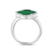 Sterling Silver Malachite Bloom Four Leaf Clover Ball Edge Ring