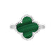 Sterling Silver Malachite Bloom Four Leaf Clover Ball Edge Ring