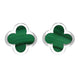 Sterling Silver Malachite Bloom Four Leaf Clover Stud Earrings, E2465 