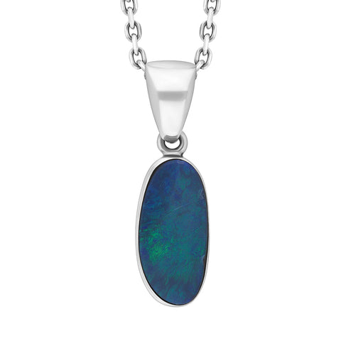 Sterling Silver Opal Doublet Abstract Necklace PUNQ0009524