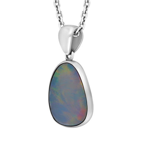Sterling Silver Opal Doublet Abstract Necklace D