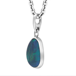 Sterling Silver Opal Doublet Abstract Necklace D